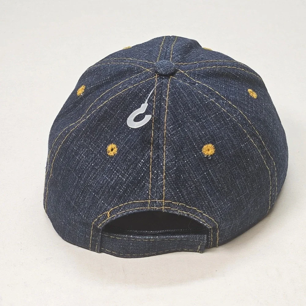 Denim Cowboys Baseball Cap Embroidered Logo Adjustable Strap Distressed One Size